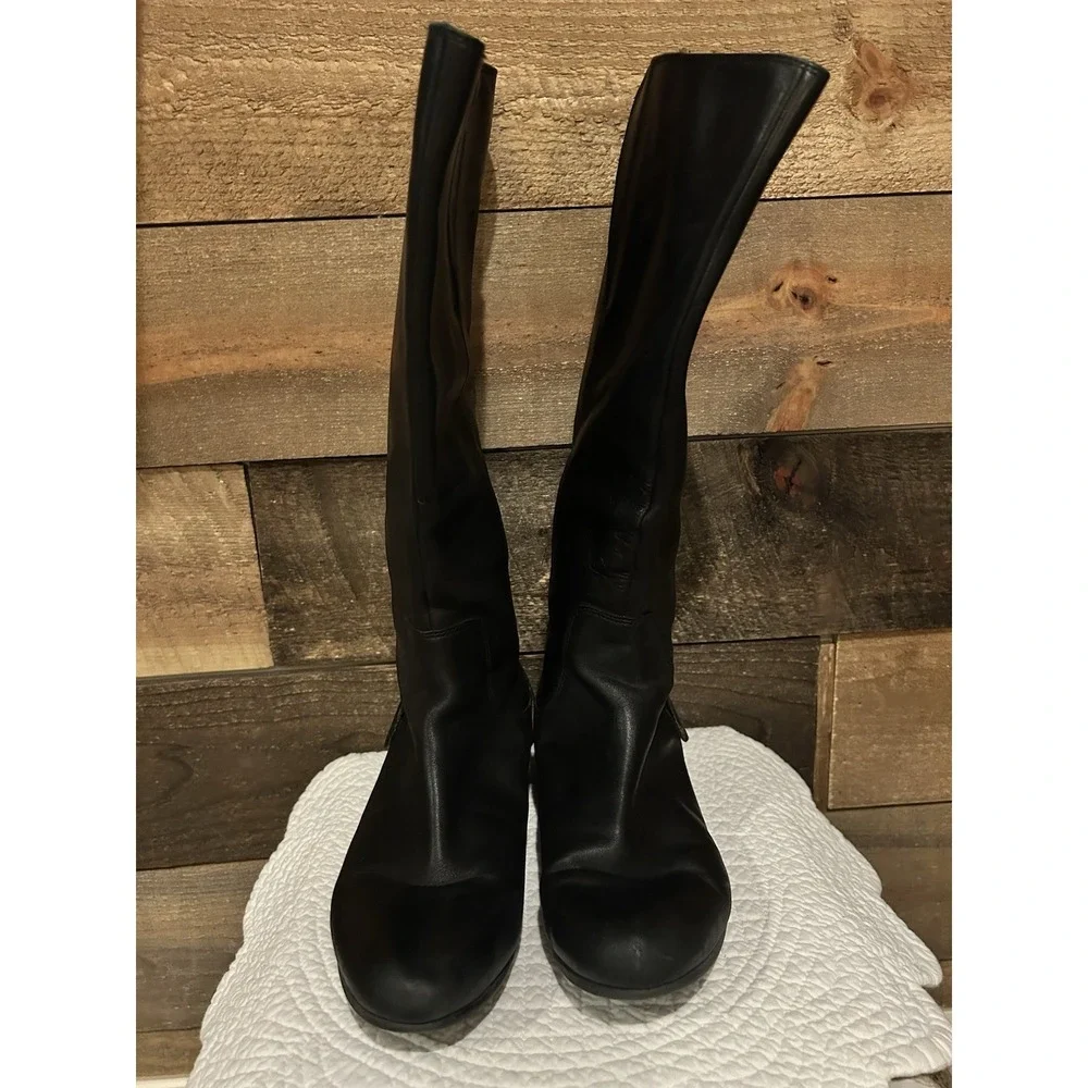 Clarks Black Leather Zip Knee High Boots‎ Womens Size 8.5 M Style 61267